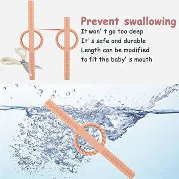 Hollow Hand Teether Tubes for Baby, Silicone Baby Relief Teething Toy, Chewy Tubes Toys 3-6 Months, Teething Straws for Toddlers