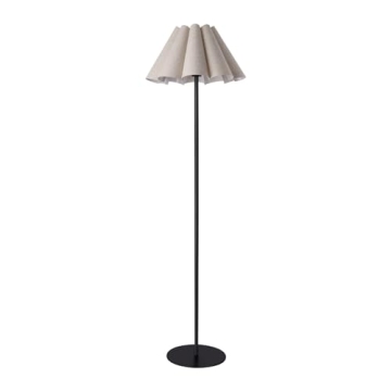 KUNJOULAM Modern Floor Lamp - Chic Black Pole with Beige Shade for Stylish Lighting