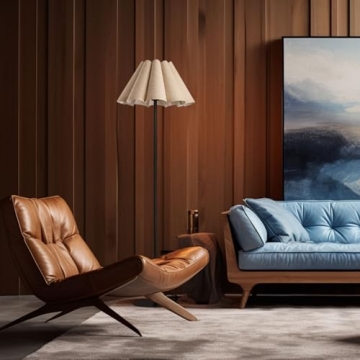 Modern Floor Lamp with Beige Lampshade by KUNJOULAM