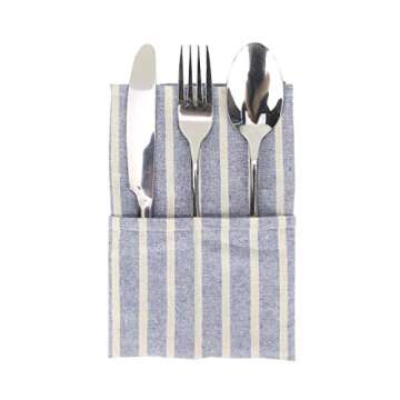 INEFI Broad Striped Cotton Blended Dinner Cloth Napkins - Set of 12 (40 x 30 cm) - for Events & Home...