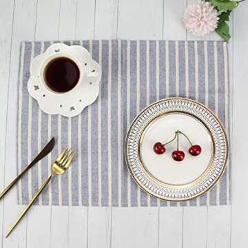 INEFI Broad Striped Dinner Napkins Set - 12 Count