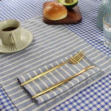 INEFI Broad Striped Dinner Napkins Set - 12 Count