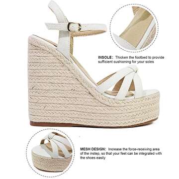 mikarka Sandals for Women, Platform Ankle Strap Womens Sandals Open Toe Espadrille Wedge Sandals for Women Concise Casual Summer Womens Shoes