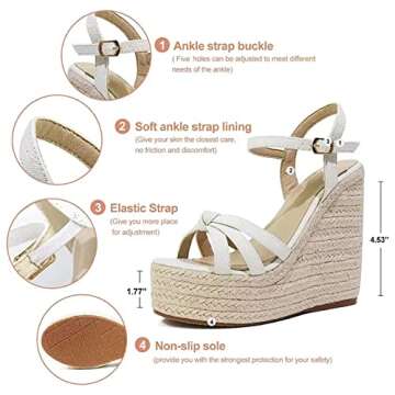 mikarka Sandals for Women, Platform Ankle Strap Womens Sandals Open Toe Espadrille Wedge Sandals for Women Concise Casual Summer Womens Shoes