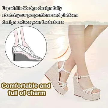 mikarka Sandals for Women, Platform Ankle Strap Womens Sandals Open Toe Espadrille Wedge Sandals for Women Concise Casual Summer Womens Shoes