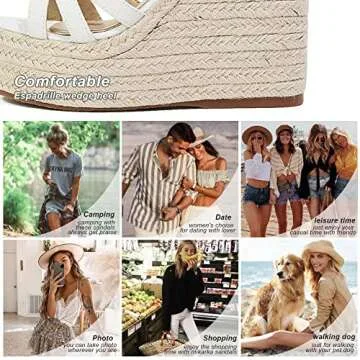 mikarka Sandals for Women, Platform Ankle Strap Womens Sandals Open Toe Espadrille Wedge Sandals for Women Concise Casual Summer Womens Shoes