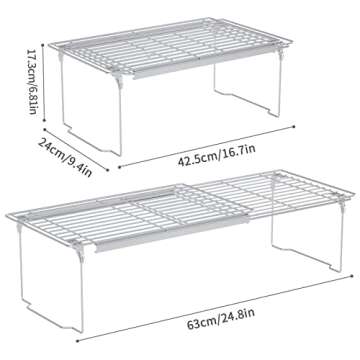 Cabinet Shelf Organizers, Expandable Shelf Organizer, Adjustable 16.7"-24.8" Length Thickened Pantry Shelf Cabinet Organizers and Storage for Kitchen Cupboard Bathroom Counter