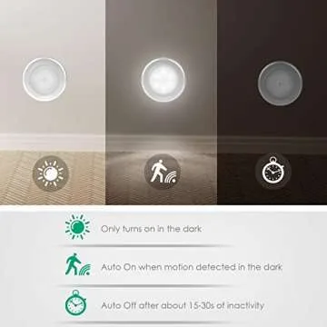 URPOWER Motion Sensor Closet Light, Motion-sensing Battery Powered LED Stick-Anywhere Nightlight,Wall Light for Entrance,Hallway,Basement,Garage,Bathroom,Cabinet,Closet