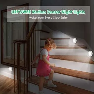 URPOWER Motion Sensor Closet Light, Motion-sensing Battery Powered LED Stick-Anywhere Nightlight,Wall Light for Entrance,Hallway,Basement,Garage,Bathroom,Cabinet,Closet