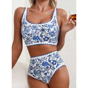 Shop Herseas Floral Print High Waisted Bikini Set for Summer Fun