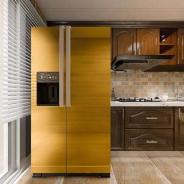 Gold Stainless Steel Wallpaper Self-Adhesive Cleanable Removable Peel and Stick for Appliances