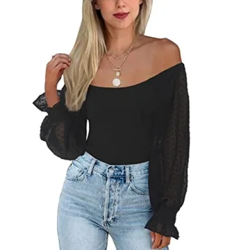 Stylish Tunlaud Women Bodysuit with Puff Sleeves