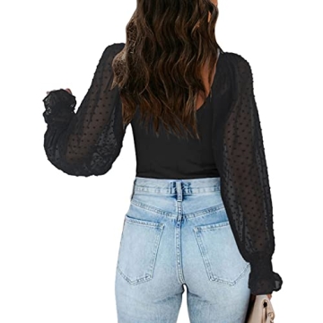 Stylish Tunlaud Women Bodysuit with Puff Sleeves