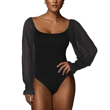 Stylish Tunlaud Women Bodysuit with Puff Sleeves