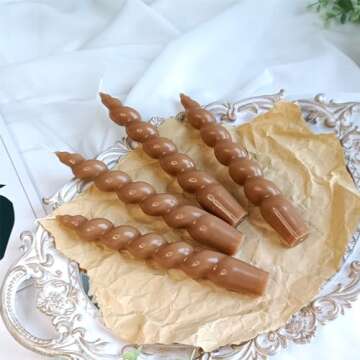 Gedengni Candles Spiral Taper Candle - 7.5 inches Brown Tapered Candles Colorful Candlesticks Short ...