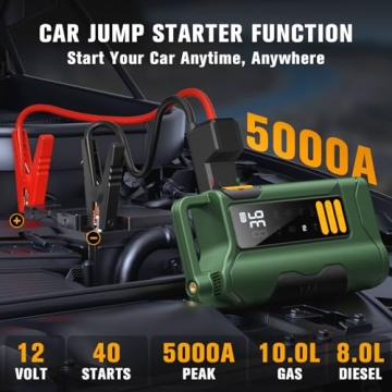 Jump Starter with Air Compressor - 5000A Portable Power & Inflation Solution