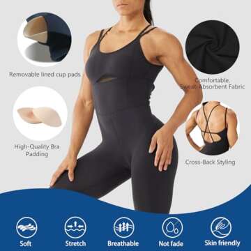 LOVESOFT Women's Sleevesless Bodysuit Dance Unitard, Backless Bodycon Rompers Jumpsuits for Workout Yoga