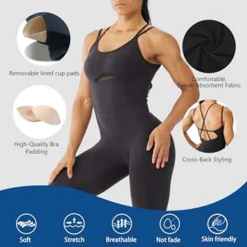 LOVESOFT Women's Sleevesless Bodysuit Dance Unitard, Backless Bodycon Rompers Jumpsuits for Workout Yoga