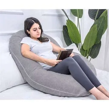 1 MIDDLE ONE Pregnancy Pillow, C Shaped Full Body Pillow for Maternity Support and Pregnant Women Sleeping with Velvet Cover (Dark Grey)
