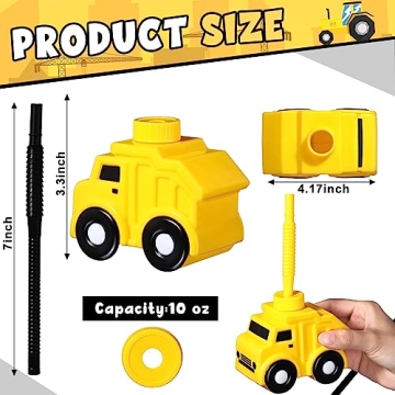 Construction Truck Drink Cups Set for Kids Birthday Party