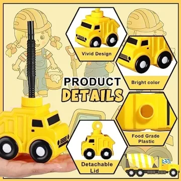 Construction Truck Drink Cups Set for Kids Birthday Party