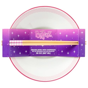 Bratz Ceramic Ramen Bowl with Chopsticks, 30 ounces