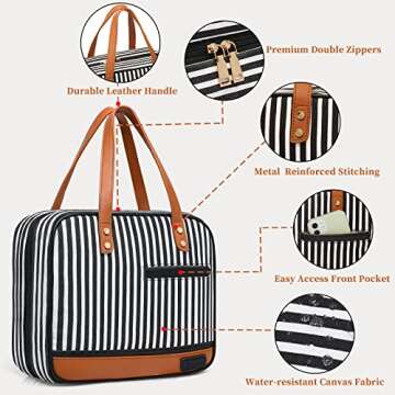 Toiletry Bag for Women, Water-resistant Travel Makeup Organizer with Hanging Hook, 5 Compartments Large Cosmetic Case for Accessories, Shampoo and Full Sized Container, Shower Bag, Christmas Gift