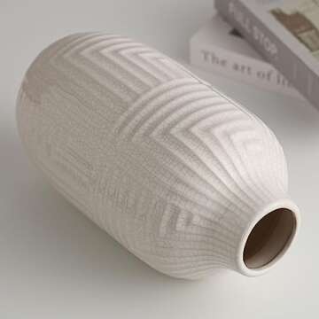 hjn hjn White Vase -Ceramic Vase forHome Decor, Modern Decor Vases for Living Room/Bookshelf/Mantel/...