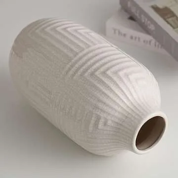 hjn hjn White Vase -Ceramic Vase forHome Decor, Modern Decor Vases for Living Room/Bookshelf/Mantel/...