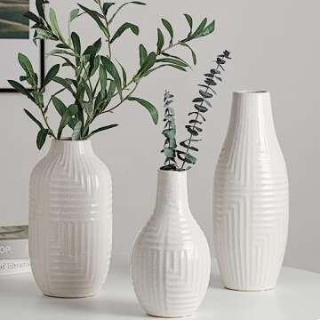 hjn White Ceramic Vase - Elegant Home Decor Accent