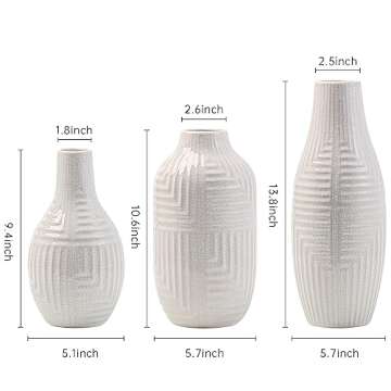 hjn White Ceramic Vase - Elegant Home Decor Accent