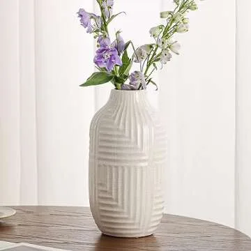 hjn White Ceramic Vase - Elegant Home Decor Accent