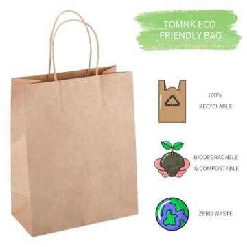 TOMNK Kraft Paper Gift Bags – Eco-Friendly, Durable, Versatile