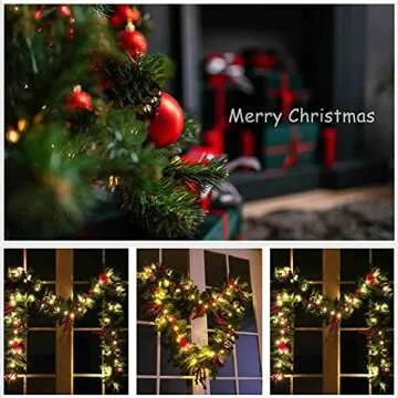 9FT Christmas Garland with 50 LED Lights for Festive Decor