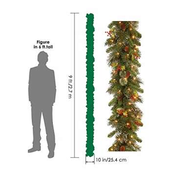 9FT Christmas Garland with 50 LED Lights for Festive Decor