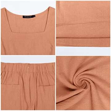 ROYLAMP Women's Summer 2 Piece outfits Sleeveless Tops Wide Leg Pants set Holiday Jumpsuit with Pockets Pink Orange XL