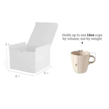 White Gift Boxes 6x6x4 Gift Box w/Lid, 50 Pcs, Bridesmaid Proposal Box, Cupcake Boxes, Groomsmen Pro...