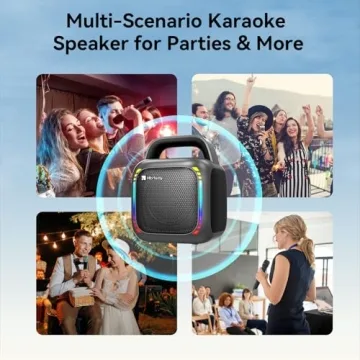 Karaoke Machine with 2 Wireless Mics & RGB Lights