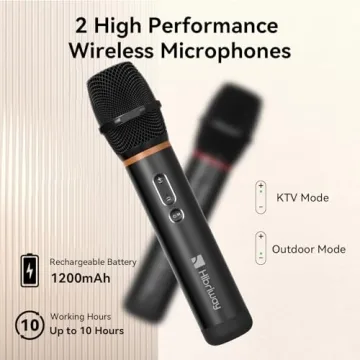 Karaoke Machine with 2 Wireless Mics & RGB Lights