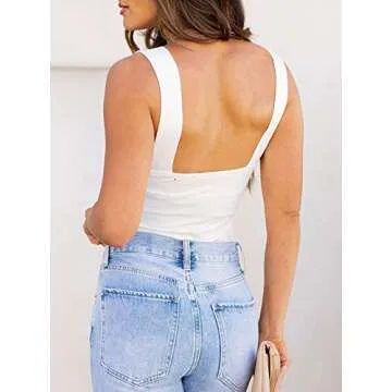 Stylish REORIA Womens Square Neck Bodysuit Online