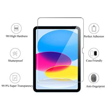 Ailun Screen Protector for iPad 11th A16 2025 [11 Inch] / 10th Generation 2022 [10.9 Inch], Tempered Glass [Face ID & Apple Pencil Compatible] Ultra Sensitive Case Friendly [2 Pack]