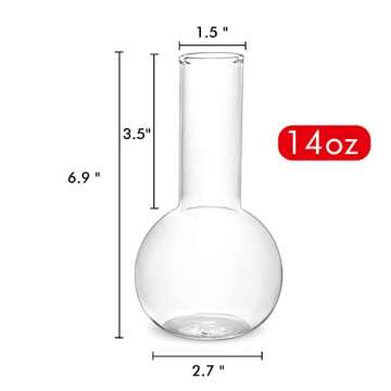 INFTYLE Creative Tube Cocktail Glass Set of 2-14oz Distilling Flask Clear Glass for Cocktail Martini...