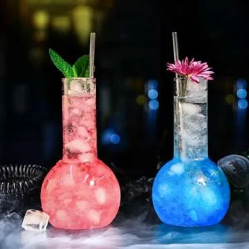 INFTYLE Creative Tube Cocktail Glass Set of 2-14oz Distilling Flask Clear Glass for Cocktail Martini Tequila Margarita for Party, Home Bar