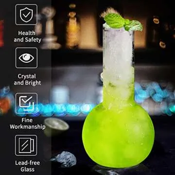 INFTYLE Creative Tube Cocktail Glass Set of 2-14oz Distilling Flask Clear Glass for Cocktail Martini Tequila Margarita for Party, Home Bar