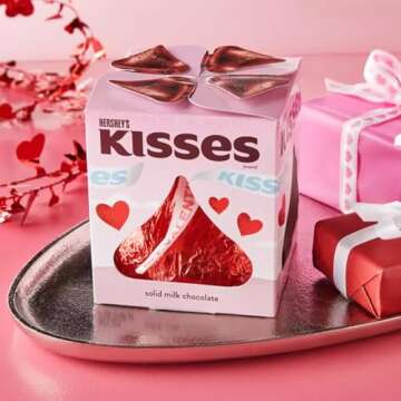 Hershey Giant Red Kisses Milk Chocolate Valentine's Gift Box - Extra Large Solid Chocolate Candy Tre...