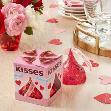 Hershey Giant Red Kisses Milk Chocolate Valentine's Gift Box - Extra Large Solid Chocolate Candy Treat For Parites, Valentines Exchange, and Decoration