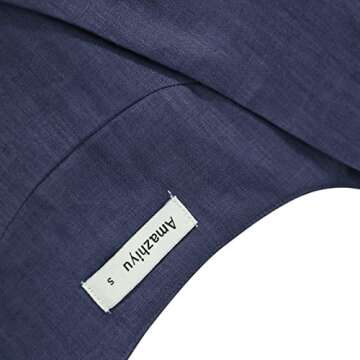 Amazhiyu Womens Pure Linen Sleeveless Button Down Crop Top V Neck Waistcoat Vest Navy, Small