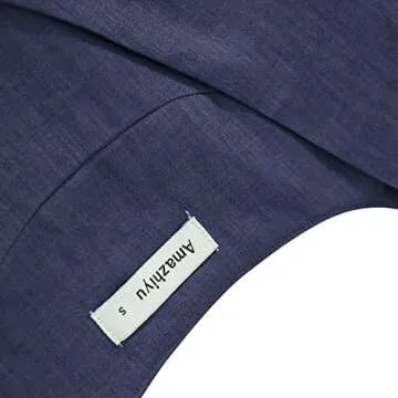 Amazhiyu Womens Pure Linen Sleeveless Button Down Crop Top V Neck Waistcoat Vest Navy, Small