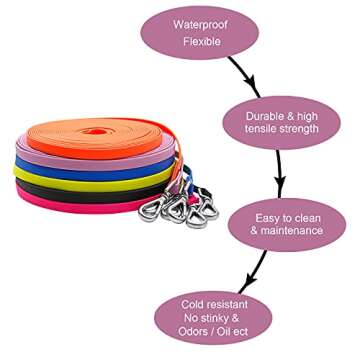 Long Leash Waterproof Training Longline Outdoor Dog Leash Great for Training, Beach, Yard, Play, Camping