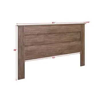 Prepac Stylish Flat Wood Panel Headboard for King Size Beds, Simplistic Wooden King Headboard 2.25" D x 81" W x 48" H, Drifted Gray, DHFK-1301-1